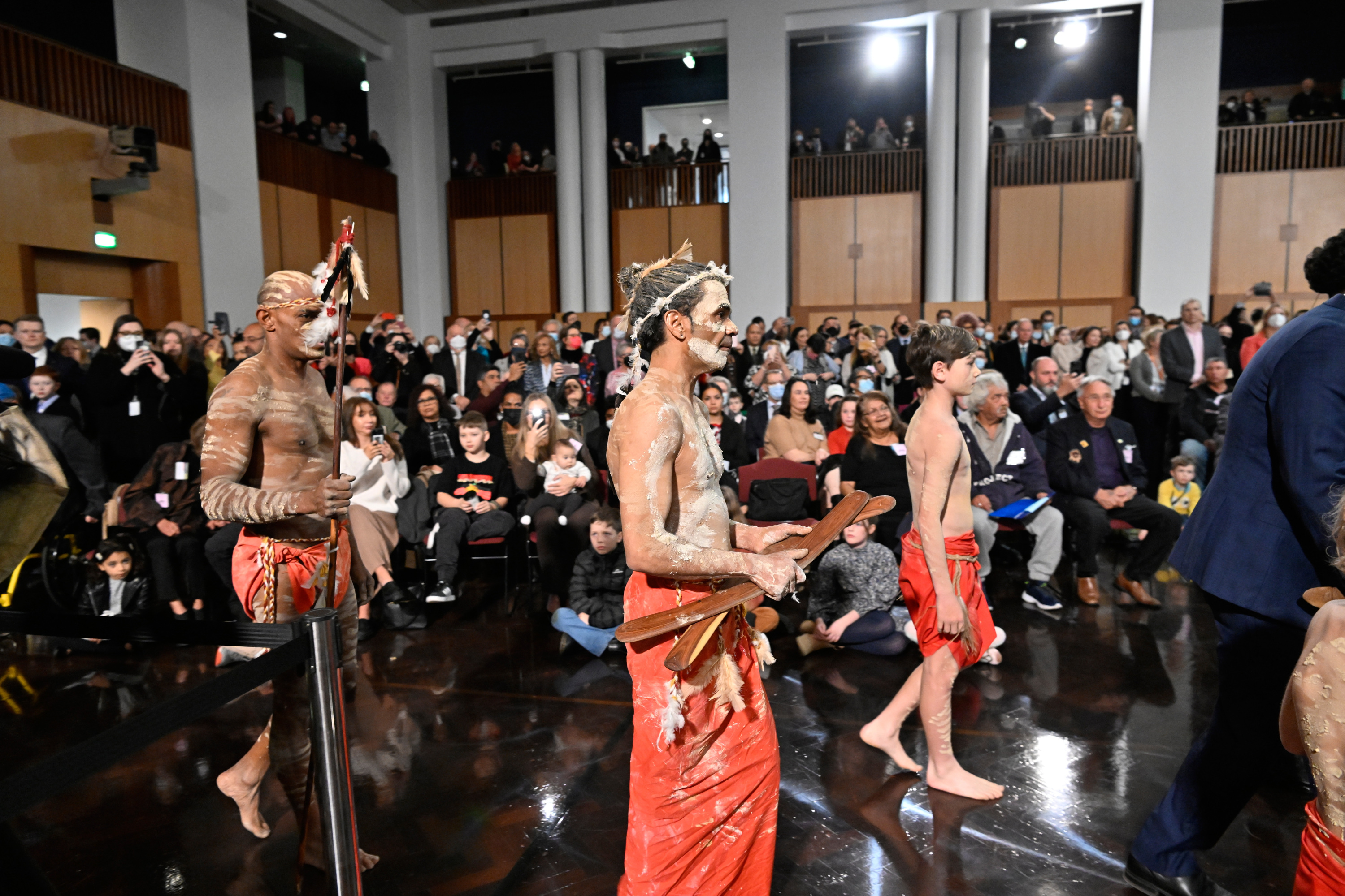 Welcome to Country being performed by representatives of the Ngunnawal-Ngambri people (Photo: AUSPIC)