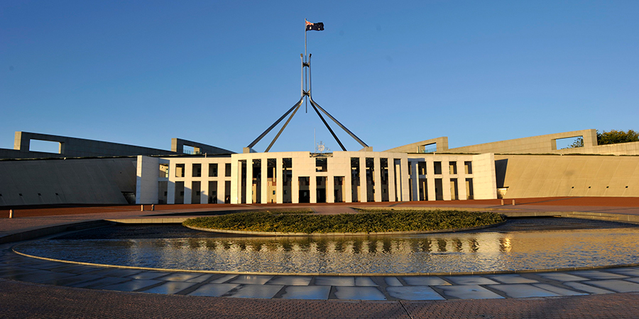 Front of Australian Parliament House.