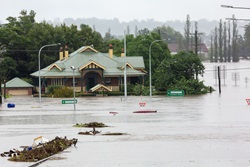 Photo of a flooded house in Windsor NSW Australia