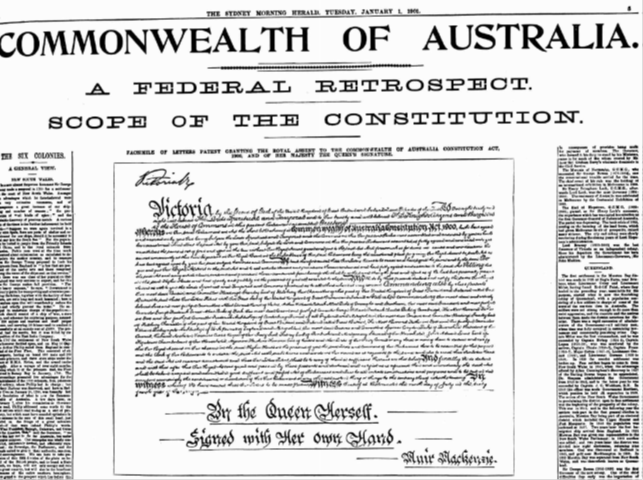 Figure 1: The Sydney Morning Herald reports on the federation of the Australian colonies