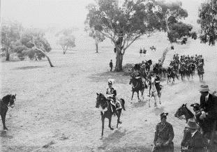 The Governor-General, Lord Denman, arriving at Capital Hill, Canberra, for the foundation ceremony of the national capital on 12 March 1913, National Archives of Australia, A1200 L16933