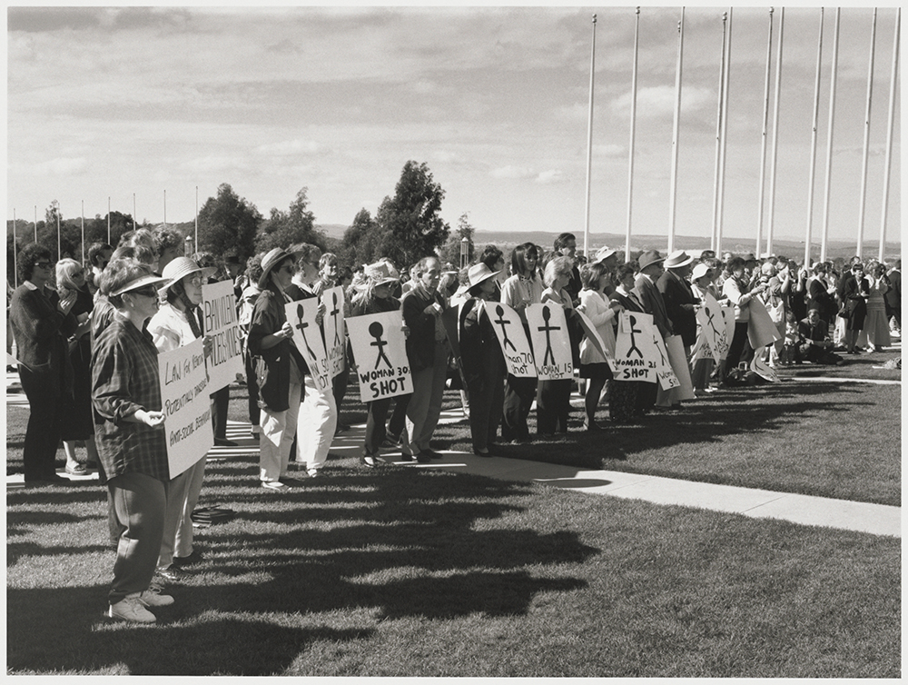 Anti-Gun demonstration Parliament House Canberra May 1996, Brendan Bell, National Library of Australia