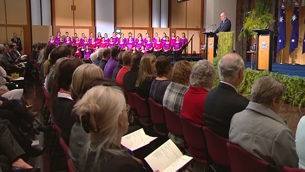 The Governor-General addresses the National Memorial Service honoring the victims of Flight MH17, Image source: ParlView