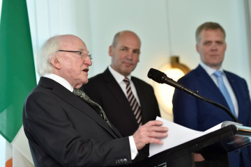 Irish President Michael Higgins with Senate President Stephen Parry and Speaker of the House of Representatives Tony Smith, Image source: AUSPIC