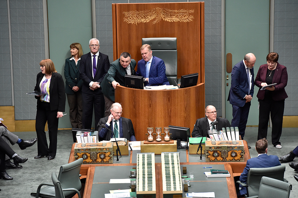 Members use an iPad to record a division in the House of Representatives, Image source: AUSPIC