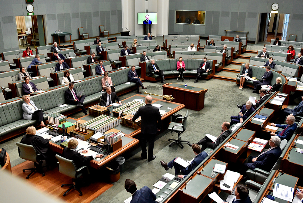 Social distancing in the House of Representatives, 23 March 2020, Image source: AUSPIC