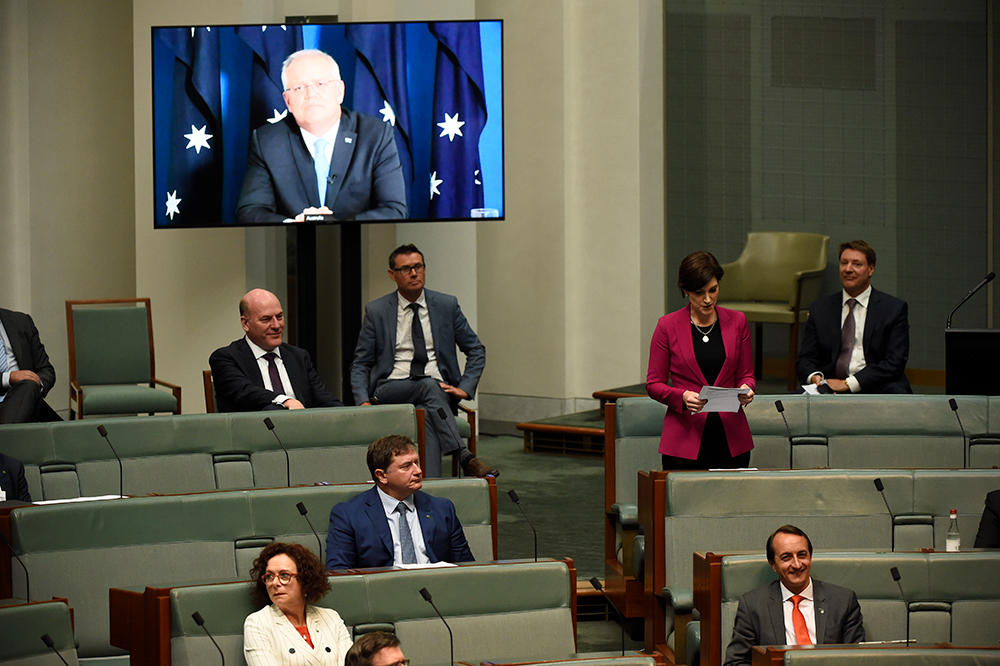 Prime Minister attends Parliament via video link, Image source: AUSPIC