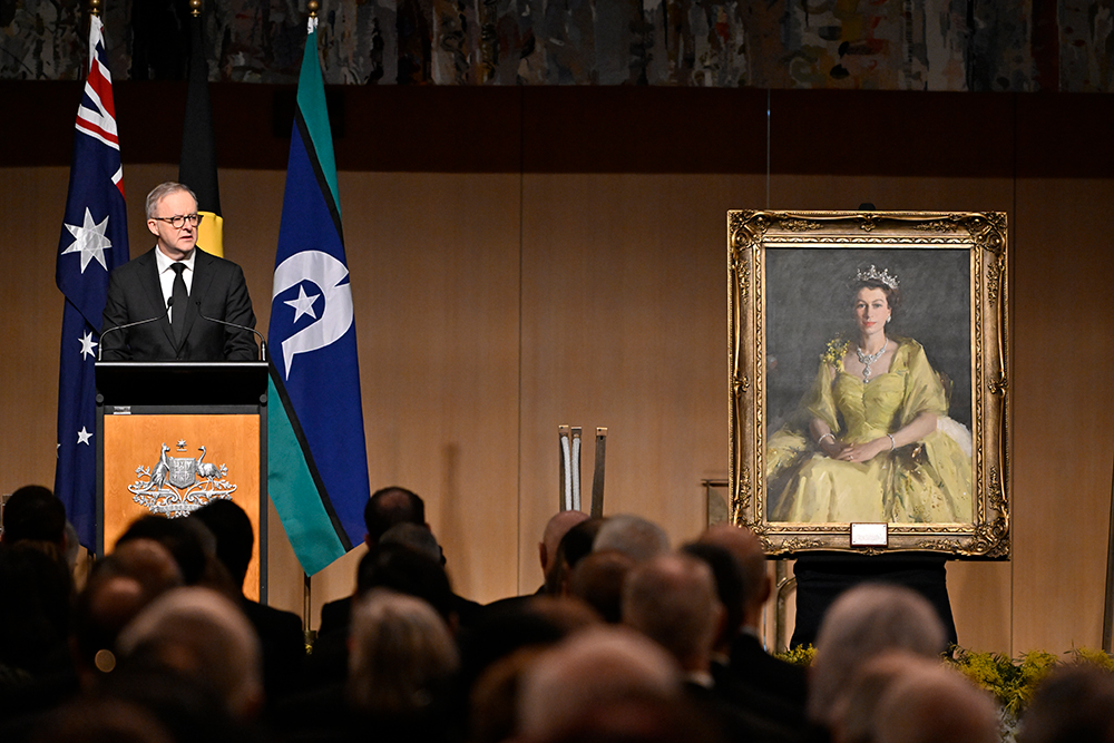 Prime Minister Anthony Albanese speaks at the National Memorial Service, Image source: AUSPIC