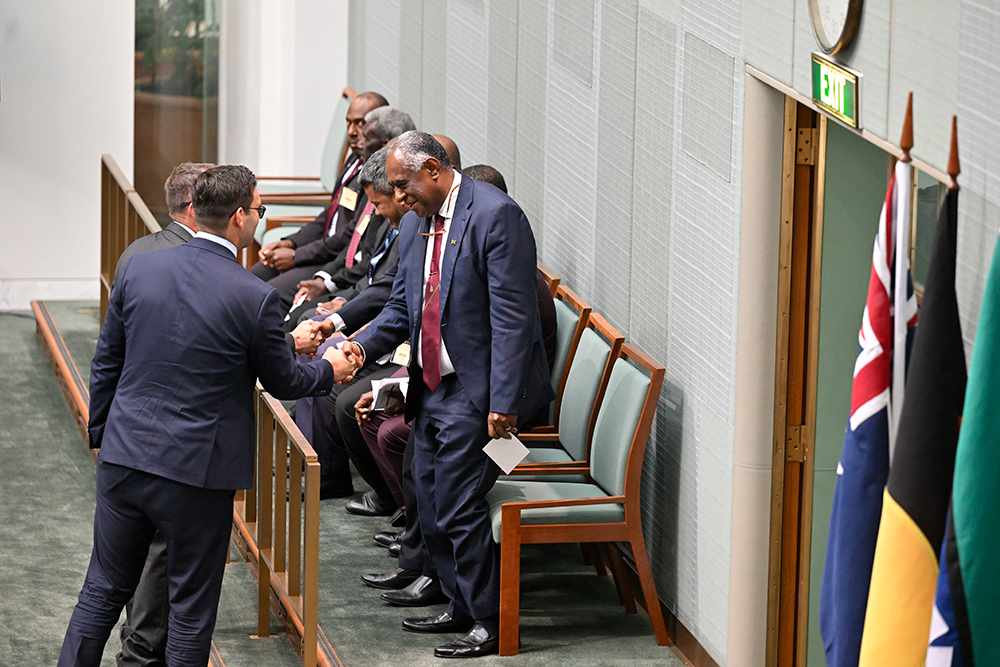 Vanuatu Prime Minister Ishmael Kalsakau in the House of Representatives during Question Time, Image source: AUSPIC