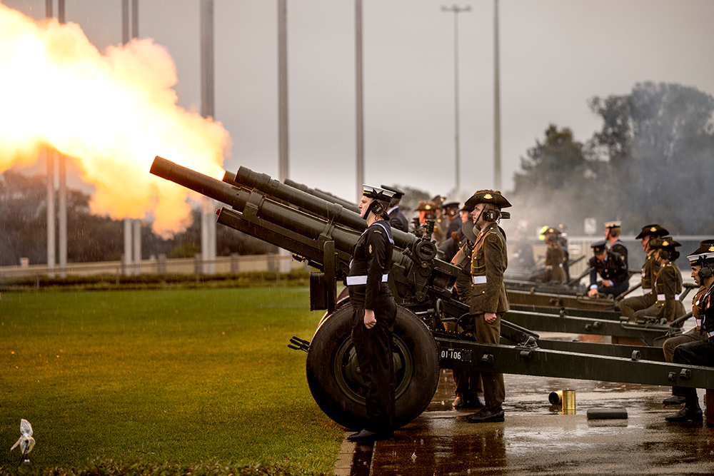 Twenty-one gun salute to mark the Coronation of His Majesty The King and Her Majesty The Queen Consort, Image source: AUSPIC