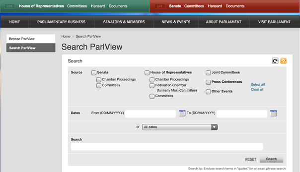 Search ParlView