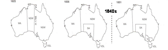 Figure 1. Anglo-Australian boundaries 1783-1851