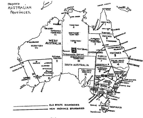 Figure 3. Provinces and territories of a unitary Australia