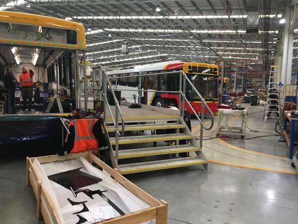 Photo 1: Electric buses being manufactured at Precision Buses, Edinburgh (SA)