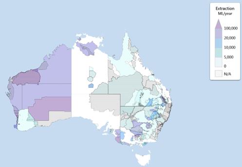 Figure 2.4: Total Australian groundwater extraction, 2016–17