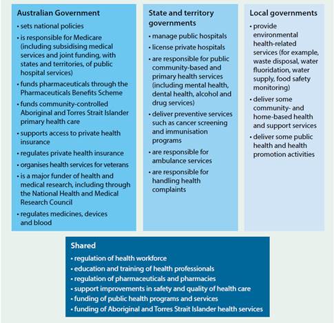 Figure 1.1: Government responsibilities, Australian health system