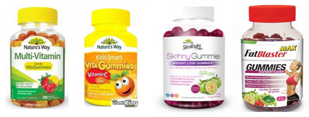 Figure 1: a visual representation of the vitamin gummies and weight loss gummies in question