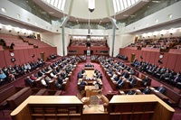 Senators and members of the House of Representatives assembled in the Senate chamber