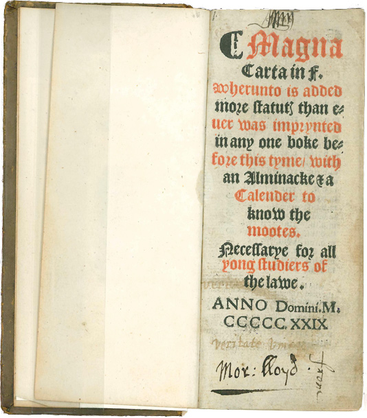 Title page of Magna Carta in f(olio)