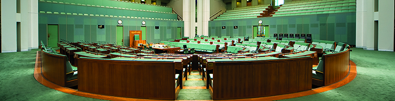 The interior of the House of Representatives chamber.