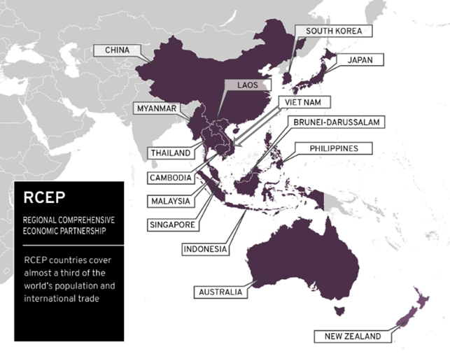 figure 1 showing map of signatories/Parties to the RCEP agreement