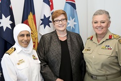 Senator the Hon Marise Payne, Minister for Defence held a morning tea to celebrate the achievements of the Telstra Business Woman of the Year, CAPT Mona Shindy, and the ACT Business Women of the Year, BRIG Georgeina Whelan, at Parliament House.