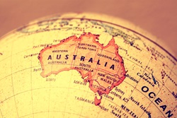 Globe showing map of Australia