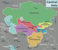Coloured map of Central Asia