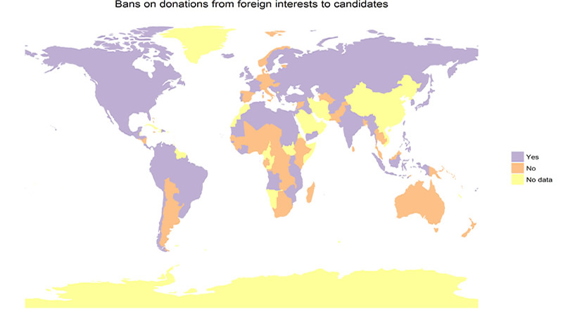 Bans on donations from foreign interest to candidates