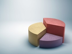 Abstract business pie chart made from colored concrete