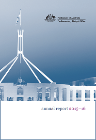 Image of Parliamentary Budget Office annual report 2015-16 cover