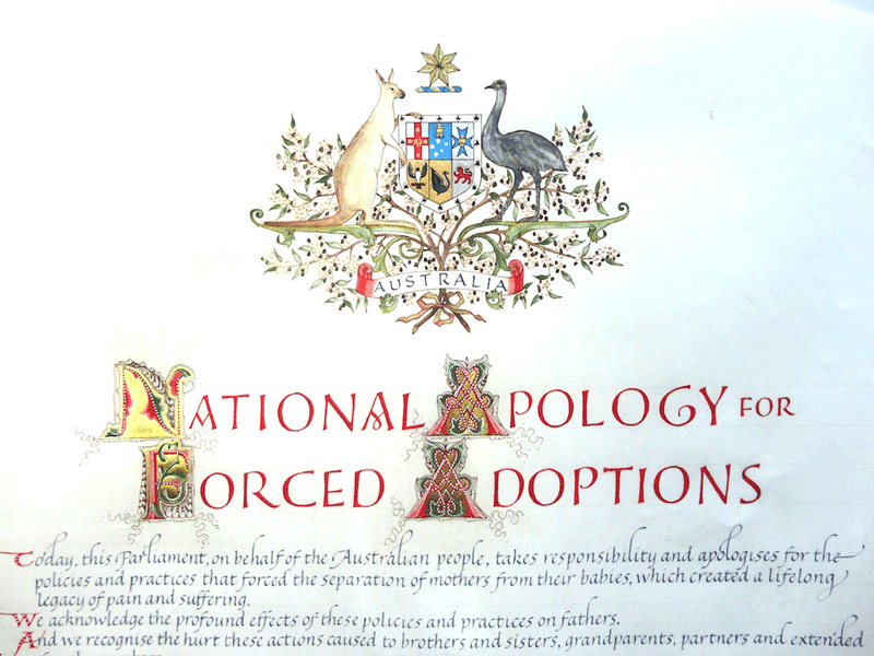 Facsimile of National Apology for Forced Adoptions