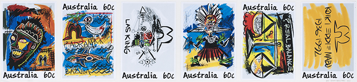 Stamps in honor of Koiki Mabo by Boneta-Marie Mabo, 2013, Indigenous Art Collection.