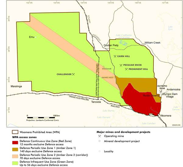 Figure 1 - Woomera Prohibited Area access zones