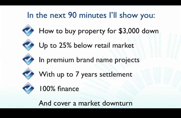 Figure 1: Slide from Mr Rowan Burn's presentation on Market First's land banking schemes