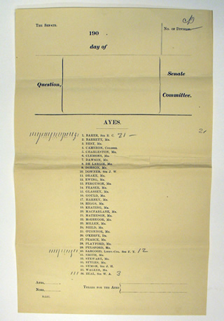 A division list was used to tally the votes in the election for President of the Senate on 9 May 1901