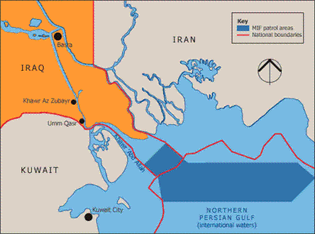 Figure 3.2 The patrol area for HMAS Newcastle in the northern Arabian Gulf