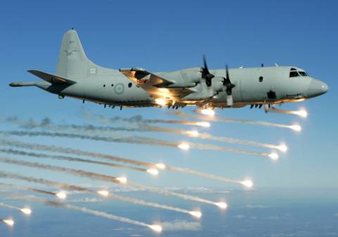 Figure 4.1 A P3C Orion from 92 Wing RAAF, currently deployed to the Middle East, testing its newly fitted Self Protection System
