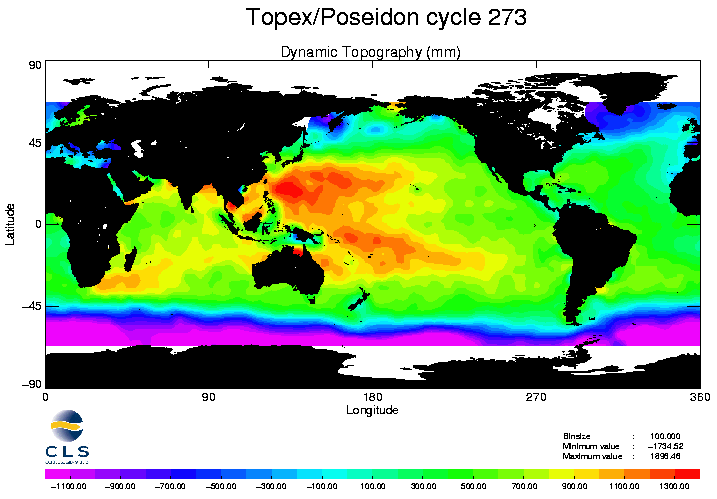 The variable height of the sea as seen by Topex/Poseidon on cycle 273