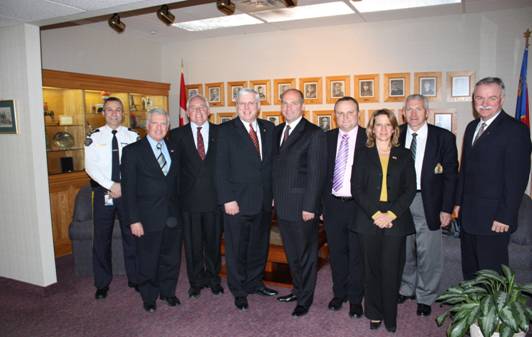 Delegation Members with senior officers of the Royal Canadian Mounted Police, Commissioner Elliott, Senior Deputy Commissioner Sweeney, Deputy Commissioner Souccar, and Deputy Commissioner Killam