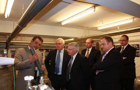 Delegation Members with Mr Robert Hauschild, Head of the Drugs Unit, and Federal Agent Peter Bodel, at the Europol Drug Laboratory in The Hague
