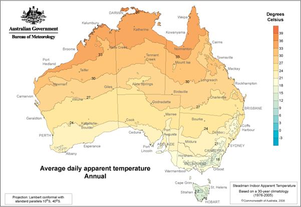 Average daily apparent temperature Annual