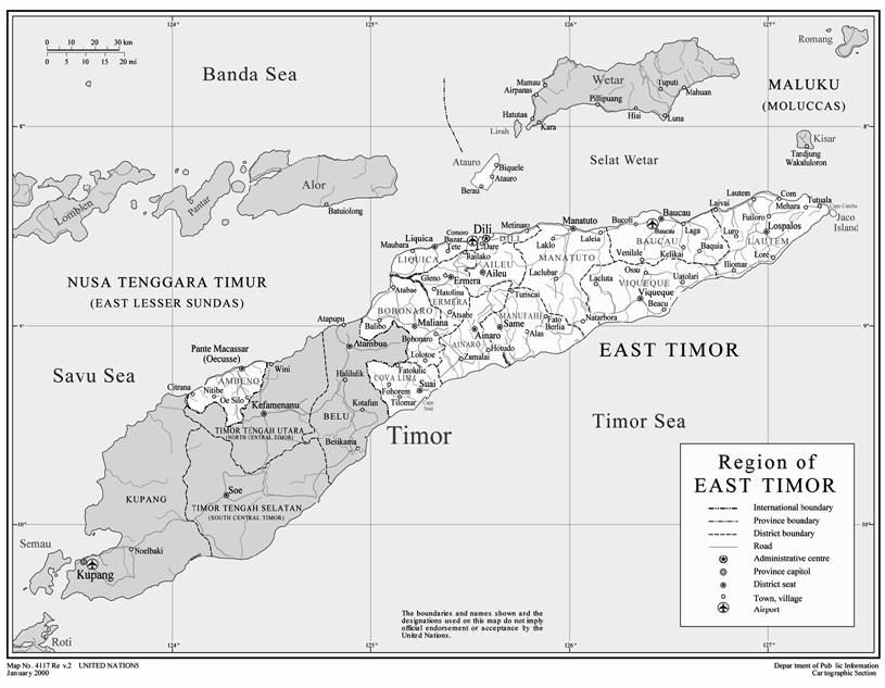 Map of East Timor region