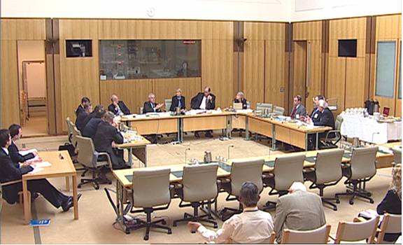 Members of the roundtable giving evidence in Parliament House on 13 September 2005.