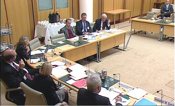 Members of the roundtable giving evidence in Parliament House on 13 September 2005.